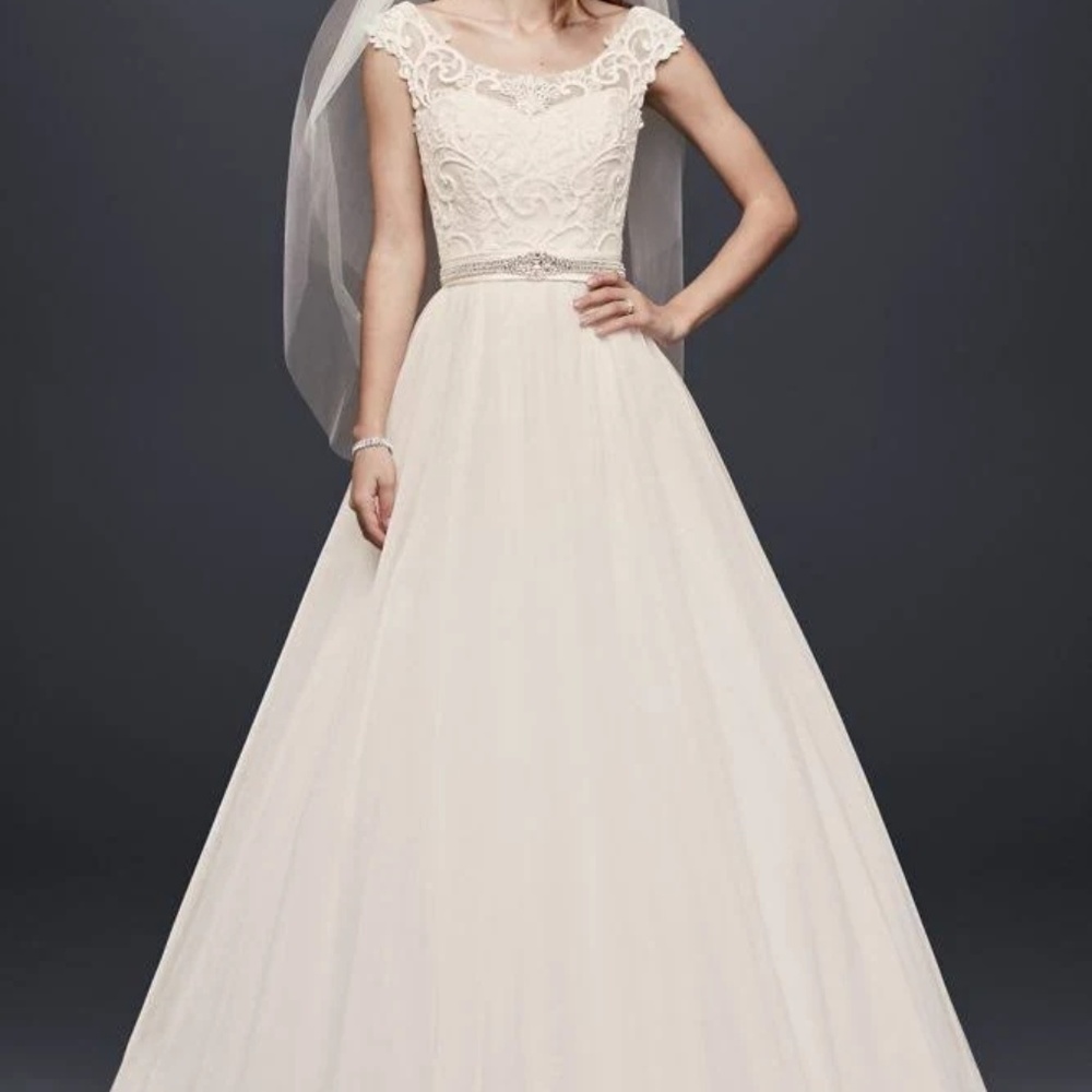 DB Tulle Wedding Dress w/ Lace Illusion Neckline